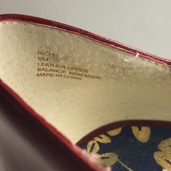 STEVE MADDEN Heels Women's Size US9 Red Tan Richh Leather Peep Toe Shoes - Picture 8 of 11